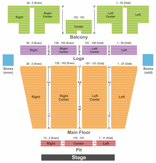 Stranahan Theater & Juliet Seating Chart